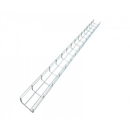 Kable Kontrol Wire Mesh Cable Tray Straight Section, Electro-Zinc Resistant Steel, 4in W x 4in D x 5ft L, Chrome KK-4X4X5-EZ